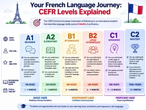 French language CEFR levels A1 to C2 learning progression chart